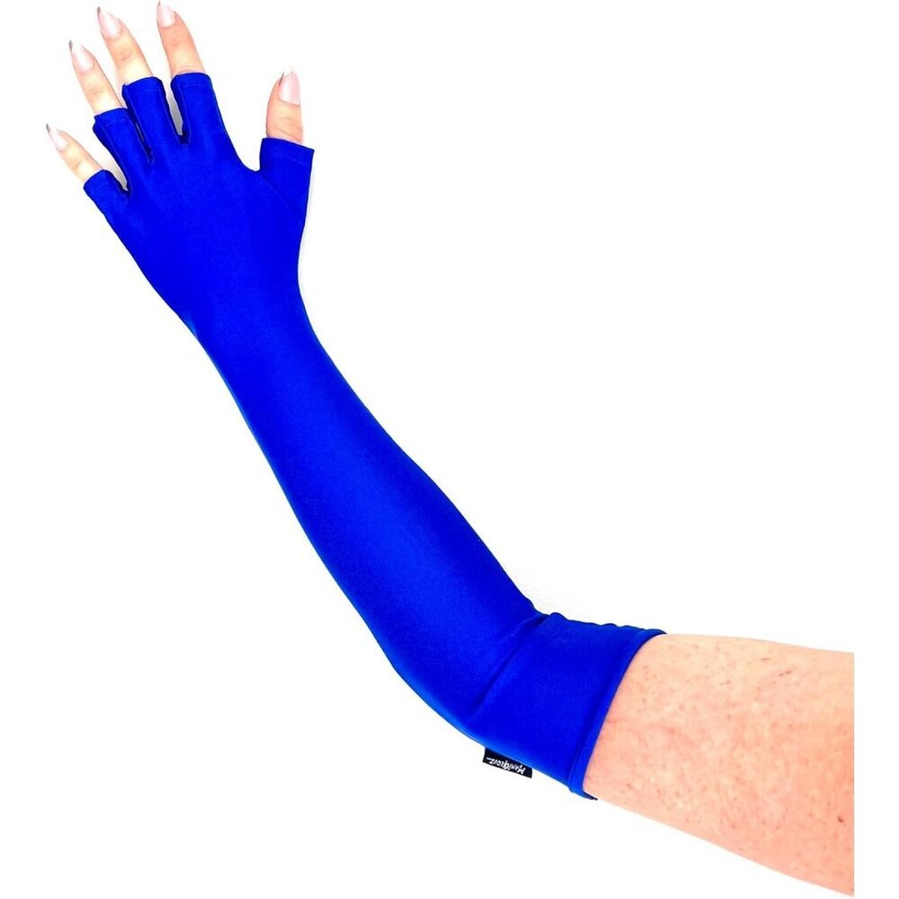 Women's Light Protective Fingerless Blue Long Gloves Round Wear Cozy Design